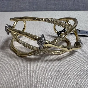 Brazalete de cristal Alexis Bittar pavé de oro alambre de púas nuevo con etiquetas - Imagen 1 de 8