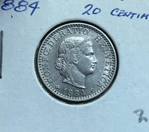 1884 Switzerland 20 Rappen - Nice Example - Picture 1 of 2