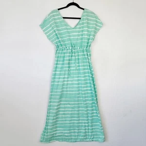 Maxi Vestido Fresh Produce Sombra de Luna Talla XL Verde Palma Cepillado Rayas Playa - Imagen 1 de 7