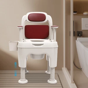 Sedia WC per Adulti Anziani Portatile Mobile Sedile Bagno Altezza Regolabile - Foto 1 di 18