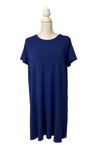 J Jill Wearever Blue Short Sleeve Casual Dress Size L Petite - Picture 1 of 5