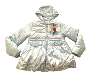The Disney Store Girls Frozen Puffer Jacket w/Hood; Mint; Sequins/Sparkles; 7/8 - Picture 1 of 10
