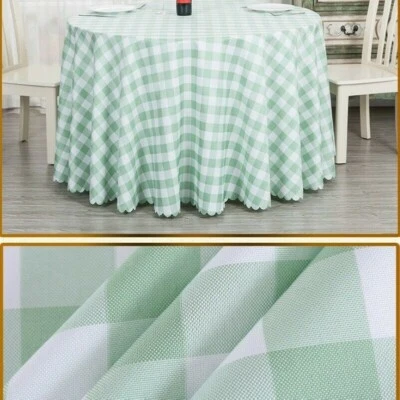 Kariert Runde Tischdecke Staubfrei Hochzeit Essen Tisch Bezüge Polyester Modern - Bild 1 von 4