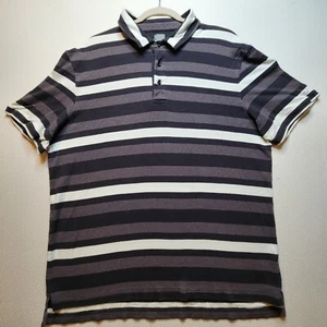 Saks Fifth Avenue Mens Polo Shirt Extra Large Black Grey Stripe Black Label - Picture 1 of 10