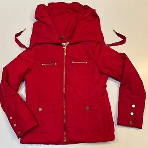 Juicy Couture Womens Puffer Jacket Large Hood Gathers up - Picture 1 of 11