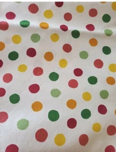 Vintage Sewing Fabric Poplin Pink Yellow Green Polka Dots White 1.4ydX54" Cotton - Picture 1 of 3