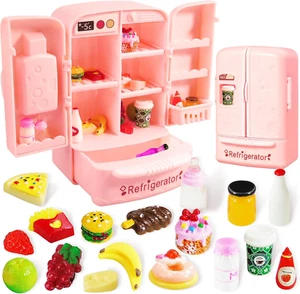 Mini Dollhouse Fridge Miniature Dollhouse Refrigerator Mini Fridge Toy with Food - Picture 1 of 12
