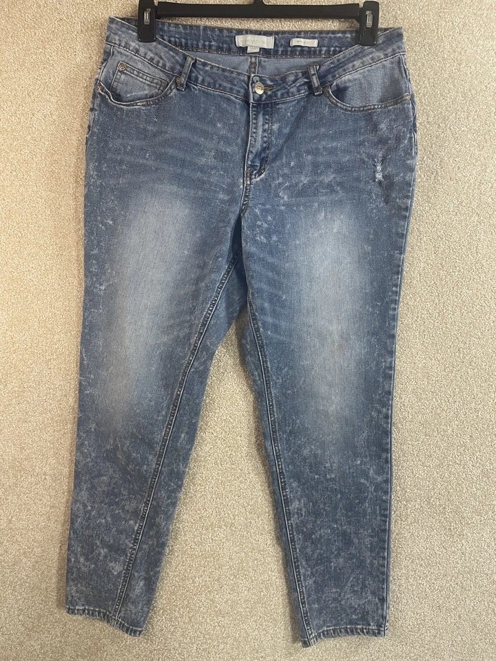 Nicki Minaj 牛仔裤女式 13/14 锥酸洗蓝色中腰弹力 — 第 1/4 张图片