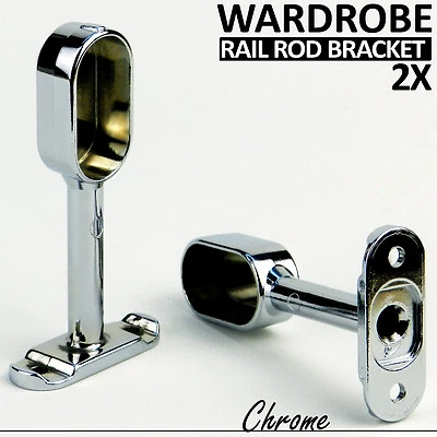 2 nuevos soportes de extremo de tubo de soporte estándar para montaje de varilla de suspensión de riel de armario  Foto 1 de 4