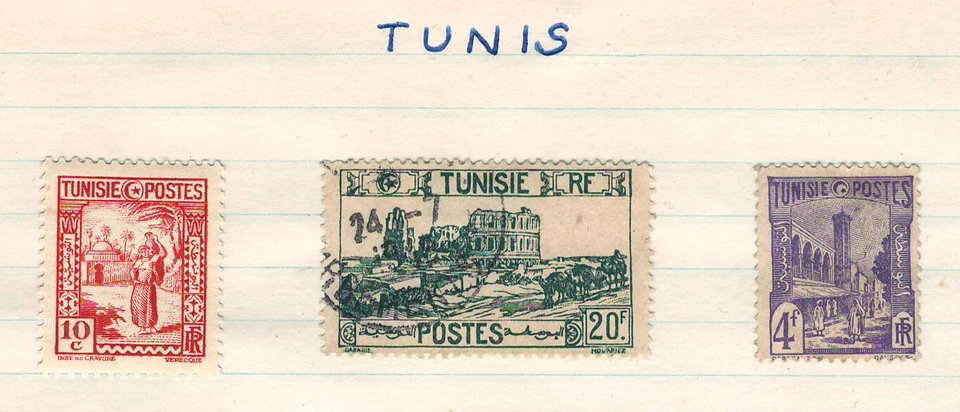 FRENCH TUNISIA TUNIS Very Fine Mint & Used Stamps Hinged on List - Image 1 of 1