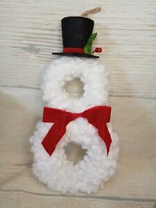 New! SNOWMAN Sign Winter Scarf Top Hat Wall Door Decor Christmas Frosty Bow