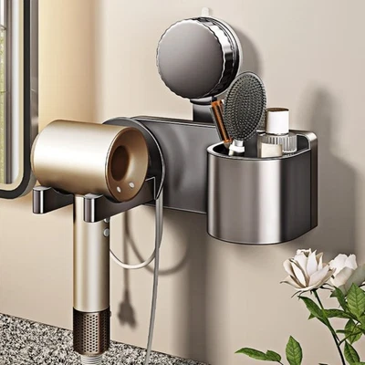 Space Saving Wall Mounted Hair Dryer Holder Suction Cup Organizer Rack - image 1 of 4