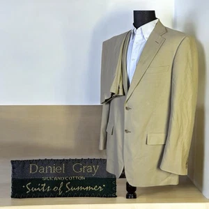Traje Daniel Gris 2 Piezas Hombre 42L 34x29 Beige Sólido Seda Lana Verano - Imagen 1 de 10