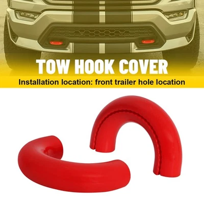 Ganchos de anillo en D rojos cubiertas de remolque para Ford F150 2004-24 Bronco 2021-2024 Toyota Tundra Foto 1 de 4