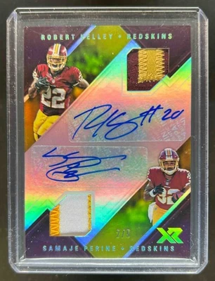 2017 Panini XR Robert Kelley Samaje Perine Dual Patch Auto Gold #/5 Redskins - Image 1 of 2