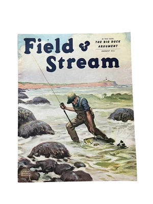 VTG Field & Stream August 1945 Issue Cover Painting By Lynn Bogue Hunt Aug 45 - Image 1 of 4