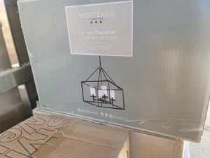 Monteaux Lighting BAL-P100 Bronze Caged Chandelier w/Glass Shades 4 Candelabra B - Picture 1 of 2