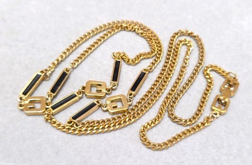 Collana lunga Givenchy logo G nero e oro