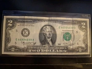 1976 2$ DOLLAR BILL WITH Quad REPEATER SERIAL NUMBERS 4699/4699 - Picture 1 of 2