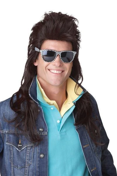 Tiger King 80's Rock Mullet Adult Costume Wig -Black - Image 1 of 1