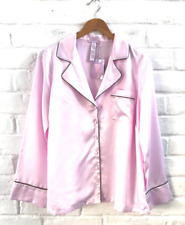SAVAGE x FENTY Womens XL 14 Pajama Top Pink Satin Cherry Blossom Long Sleeve