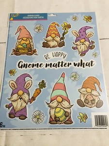 Ventana EASTER se pega Be Hoppy Gnome Matter What, lindos gnomos - Imagen 1 de 2