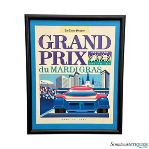 Vintage Modernist Grand Prix Du Mardi Gras Original Lithograph Framed Art - Picture 1 of 9