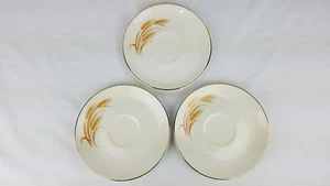 Three Homer Laughlin Golden Wheat Saucers Gold Edged x3 - Picture 1 of 8