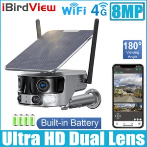 4K 180° 4G Solar Panoramic Security Camera WIFI 4XZoom Dual Lens PIR CCTV Camera - Picture 1 of 17