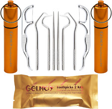 Toothpicks Pocket Set, Dental Floss Picks Kit Reusable, Stainless Steel Teeth Cl