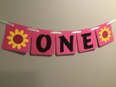 Banner para trona 'One' --Banner de cumpleaños -- Fiesta bebé/niños Foto 1 de 4