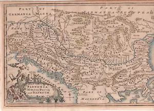 Original handfarbige Karte von Pannonien, Moesia Dacia und Illyrium aus dem 18. Jahrhundert - Bild 1 von 3