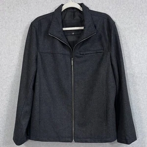 Structure Jacket Wool Blend Mens Large Gray Outerwear Full Zip Collar Pockets - Picture 1 of 14