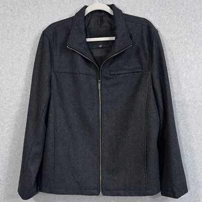 Structure Jacket Wool Blend Mens Large Gray Outerwear Full Zip Collar Pockets - Image 1 of 4