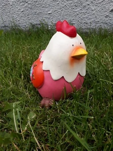 Polyresin Huhn Henne Blumenmotiv Garten Bauernhof Deko Osterdeko Ostern - Bild 1 von 3