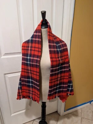 Wrap Plaid Navy, Red White Copper Canyon 57 In Long 54 In Width New Scarf - Image 1 of 4