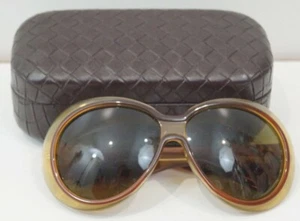 BOTTEGA VENETA Occhiali da sole donna gialli/marroni grossi montatura rotonda con custodia - Foto 1 di 5