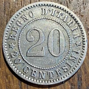PIECE DE 20 CENTESIMI 1894 ITALIE (1036) DIFFICILE À TROUVER - Picture 1 of 2