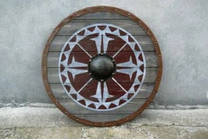 Scudo vichingo medievale rotondo in legno Guerriero norvegese Battaglia... - Foto 1 di 6