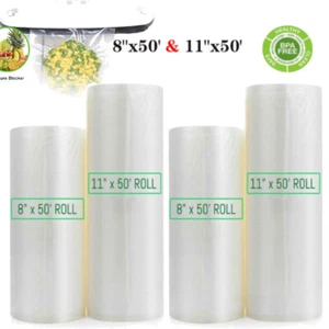 Paquete de 4 bolsas selladoras al vacío 11"x 50' 8"x50' para sellar una comida grado 4 mil - Imagen 1 de 12