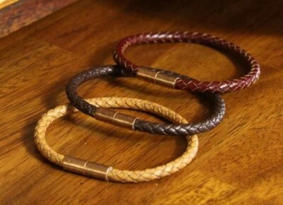 Браслет Bolo кожаный 5 мм круглый латунный магнитный разъем размер 7 - Изображение 1 из 2