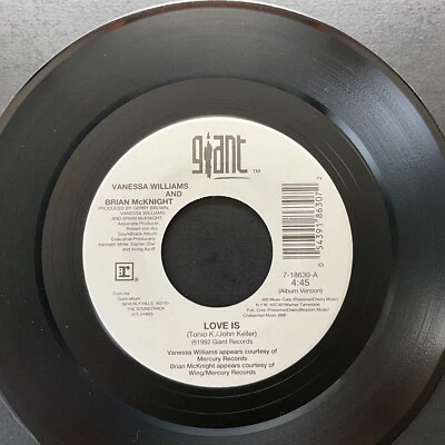 Vanessa Williams and Brian McKnight, Love Is, 7" 45rpm, Vinyl NM Foto 1 de 2