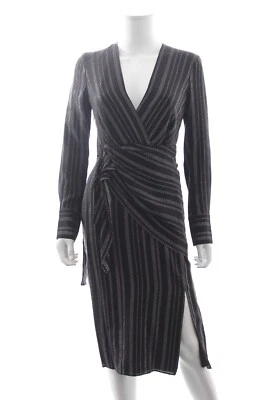 Altuzarra 'Sade' Metallic Striped Silk-Blend Draped Dress / Black / RRP: £1,495 - Image 1 of 4
