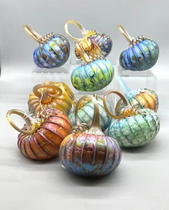 Jack Pine Iridescent Tilted Pumpkins Artist Signed 2024 Part 2 - Picture 1 of 81