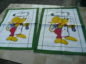 2 torchons ancien vintage en coton entourage vert - Imagen 1 de 3