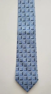 Joseph Abboud 100% Silk Blue Squares Geometric Print Men's Long Neck Tie - Picture 1 of 4
