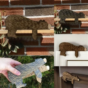 Creative Animal Door Top Wooden Decoration Sleeping Cute Brown Bear Decoration - Afbeelding 1 van 11