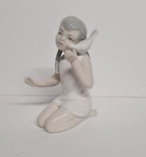 Vintage Spanish Porcelain Porceval Figure Girl & Bird Home Decor Grey Figurine