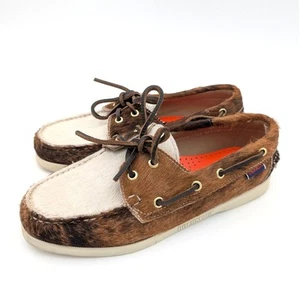Sebago Brown Docksides Portland Raw Boat Shoes Women's Brown/Cream Sz US8.5 EU39 - Picture 1 of 12