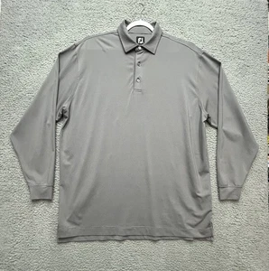 FJ Footjoy Golf Poloshirt Herren XXL grau gestreift Langarm Preppy Stretch - Bild 1 von 12